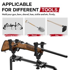 Upgraded Single ATV/UTV Gun Rack, Hunting Tool Holder Mount Compatible with UTV/ATV/Golf Cart/Bicycle, Holding Gun Bow Hunting Tool Shovel Hoe Sickle