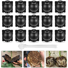 nutroeno 15 pcs Plant Root Growing Box Cloning Ball - Air Layering Reusable Plant Rooting Device, High Pressure Grafting Propagation Ball, Assisted Cutting Rooting for Plants Asexual Reproduction(L)