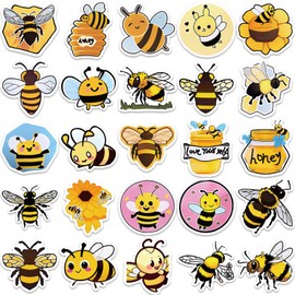 50pcs Cute Bee Stickers Nature Insect Stickers for Teen Water Bottle,Bug Stickers,Waterproof Vinyl Stickers Pack for Bumper, Laptop, Skateboard, Luggage, Phone,Bicycle (Bee)