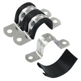 Rierdge 20 Pcs 7/8 Inch 304 stainless steel Rubber Cushioned Cable Clamp, 22mm U-Tube Strap Clamp Pipe Strap for Tube, Pipe or Wire Cord Installation