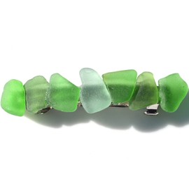 Surf Tumbled Sea Glass French Barrette Hair Clip in Shades of Green