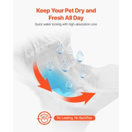 VEVOR Disposable Dog Diapers, Super Absorbent Female Dog Diapers, 360° Leak-Proof Female Doggy Pet Diaper with Wetness Indicator for Heat Period, Training, Incontinence - S, 96 Count (2 Packs of 48)