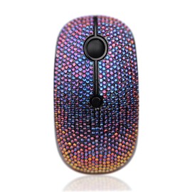 WONGS Unique Luxury Austrian Bling Dazzle Jeweled Rhinestone Crystal Wireless Mouse for Computers and Laptops, Office Gifts for Girls - Gradient Blue