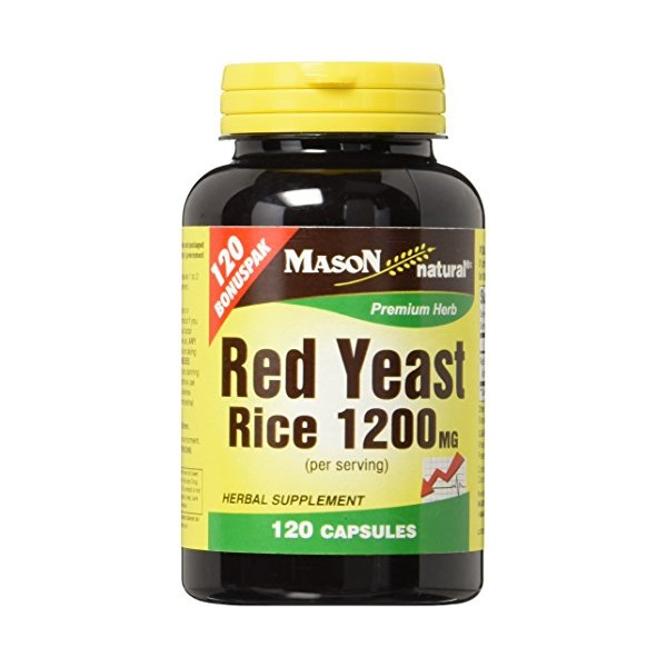Mason Vitamins Red Yeast Rice 1200 mg Capsules, 120 Count