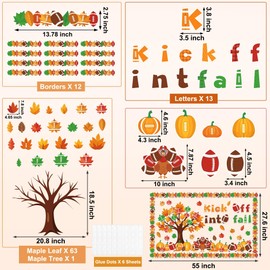 Aneco Fall Football Bulletin Board Decorations Thanksgiving Sport Theme Border Trim Autumn Maple Leaves Classroom Decoration Cutouts for School Home Wall Decor Supplies