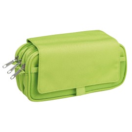 Idena 23911 Pen Case with 4 Compartments, Zip and Velcro Flap, Assorted, Approx. 22.5 x 11 x 9 cm, Desk Organiser for Stationery, Drawing and Office Supplies