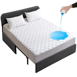 Lunsing Full Sleeper Sofa Bed Mattress Protector, Soft Breathable Waterproof Full Size Sofa Bed Mattress Pad Cover, 4-10 inches Deep Pocket, White