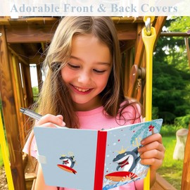 DWIYITTN Shark Journal for Boys - Gift for Kids - Diary with Pen & Magnetic Closure, 192 Pages for Writing, 5.3"x7.5" Hardcover Lined Notebook