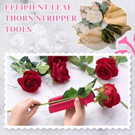 2pcs Rose Thorn Stripper Tools, Leaf Stripper Tool，Plastic Rose Leaf Thorn Stripper Flower Thorn Remover for Roses，Ideal Accessories for Home Gardening Floral.(Green+Rose Red)