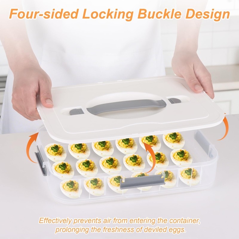 2-Layer Deviled Egg Containers with Lid for 36 Eggs