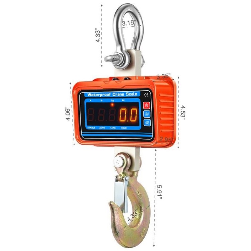 3000kg / 6600lbs Digital Crane Scale, Waterproof Industrial Scale with