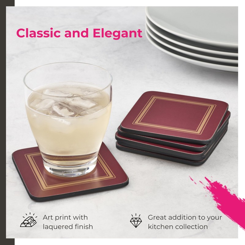 Pimpernel Classic Series Cork-Backed Coasters, Set of 4 – 4"