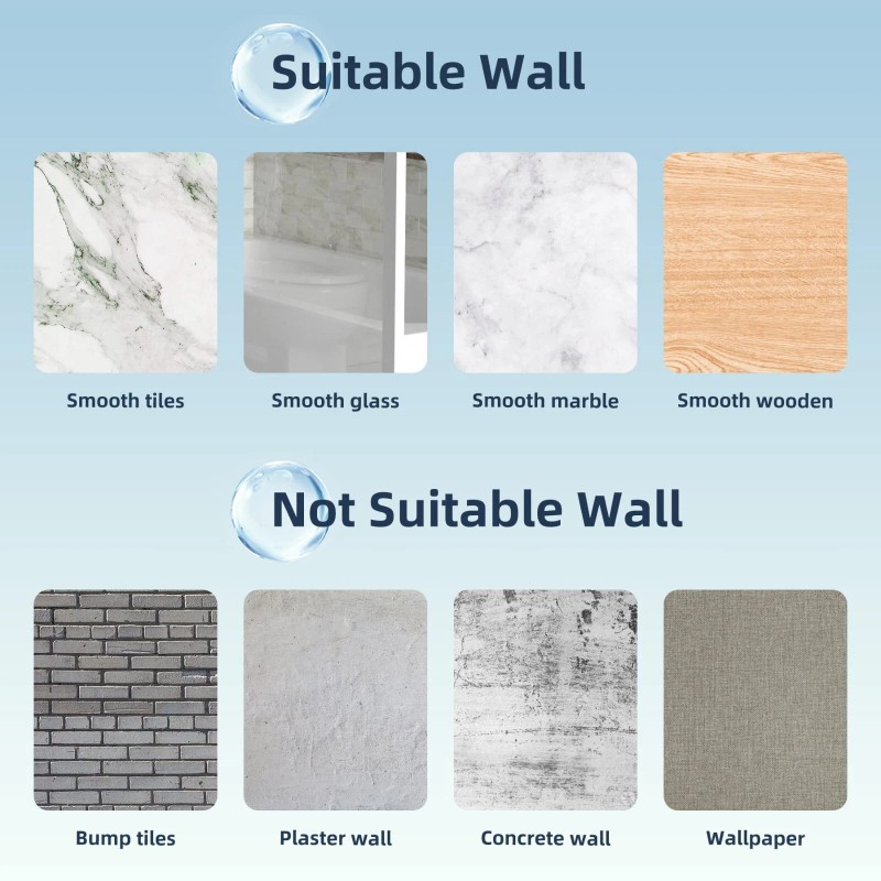 Hibbent Wall Mount Strong Adhesive Shower Head Holder,Waterpr - Chrome