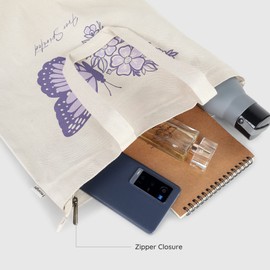 Eco Right - Bolsa de lona estética para mujer, cierre con cierre, playa, compras, viajes, regalos para mujer