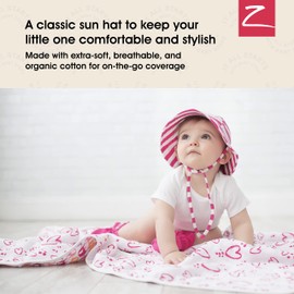 Zutano Bucket Sun Hat for Toddlers and Babies, Cotton Summer Baby Hat with Floppy, Wide Brim, Pencil Stripe, 12M