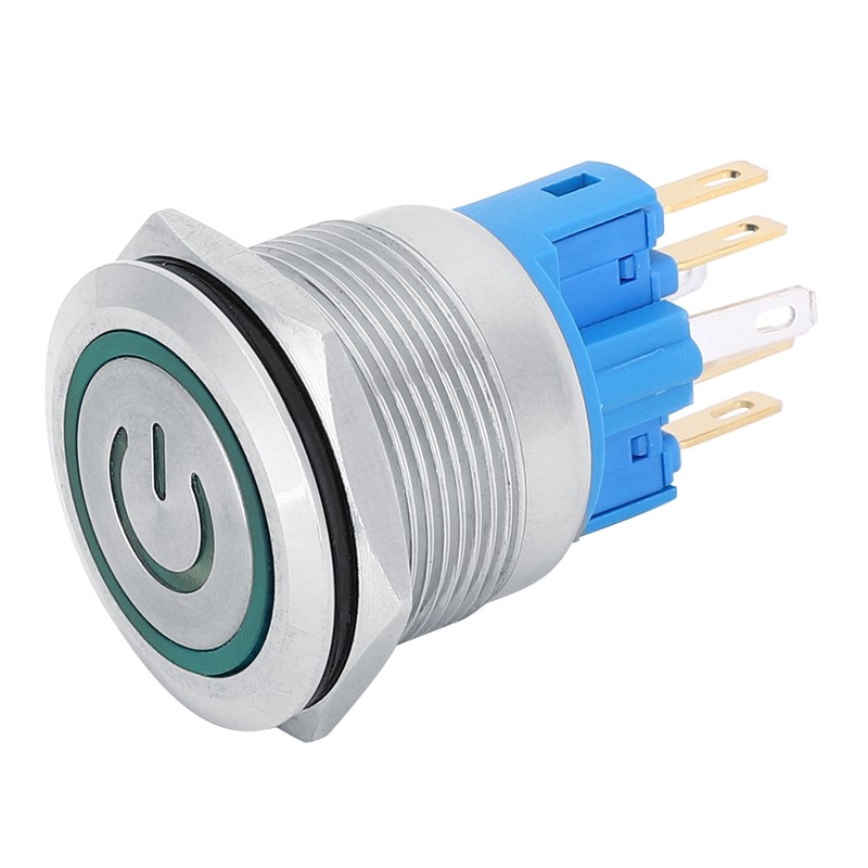 2Pcs DC3-6V 22mm 6-Pin Push Button Switch Stainless Steel Reset