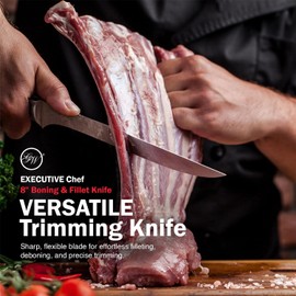 Gunter Wilhelm 8" Boning & Fillet Knife – Premium German Steel, Razor-Sharp Edge, Full Triple Tang Design – Ideal for Filleting and Trimming – Ergonomic Handle – EXECUTIVE Chef Series