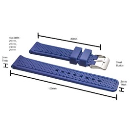 Alpine Sporty Silicone Watch Band | Waterproof Quick Release Rubber Watch Strap| Navy Lightweight & Adjustable Silicone Watch Band Man |22mm Rubber Watch Strap Compatible with Regular & Smart Watches