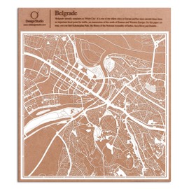 Belgrade Paper Cut Map White 30x30 cm Paper Art