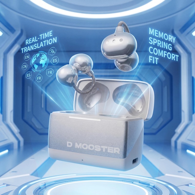 Dmooster D95 Open Ear Clip-On Bluetooth 6.0 Headphones, Sport Earbuds