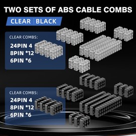 16AWG PSU Cable Extension Kit with Cable Combs,1x24pin ATX/1x8pin(4+4) EPS/2x8pin(6+2) PC Sleeved Cables 30cm Length,Power Supply Extension Cable Kit(Black/Gray)