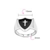 Personalize Unisex Black Onyx Inlay Religious Christian Shield Cross Signet