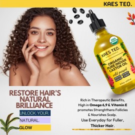 Kaes Teo Cold Pressed Organic Castor Oil Hexane Free - 16 Fl Oz - 100% Pure, Natural - Premium Grade Carrier Oil for Hair Growth, Eyelashes and Eyebrows, Skin, Nails, Face & More, Castor Oil Packs
