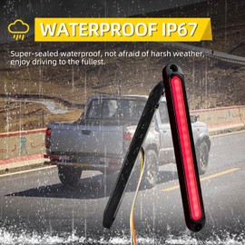 FXC 2 Pack 10" LED Trailer Tail Light Bar Brake Stop Sequential Turn Signal Lights Assembly Identification Strip Lamp w/Smoked Lens Waterproof for Pickup Golf Cart Offroad Truck RV UTV