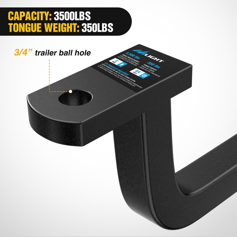 Nilight Trailer Hitch Ball Mount with 1/2" Hitch Pin Clip