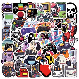 Pack of 50 Stickers for Game Controller, Cartoon Gamepad Stickers, Cartoon Game Controller Vinyl Stickers, Suitable for Children, Teenagers, Adults (A)