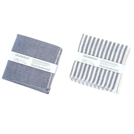 Sasawashi Gauze Handkerchief (25 x 25cm), Navy Stripe