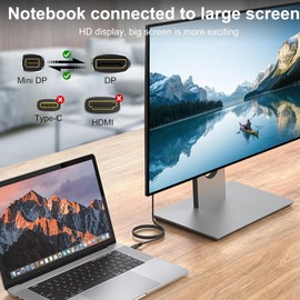 Mini DisplayPort to DisplayPort 2.1 Cable, Mini DP to DP Cord Supports 16K@60Hz/ 8K@120Hz/ 4K@240Hz Display, Bi-Directional, HDR for Apple MacBook, Doesn’t Work with Thunderbolt 3/4/5 Ports (6.6 ft)