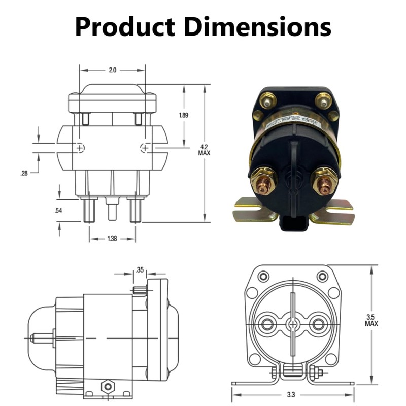 Trombetta 114-1211-020-02 Starter Bear 12V Contactor Solenoid Relay 200A –