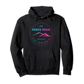 Pikes Peak Colorado - Retro Mountain Adventure Pullover Hoodie