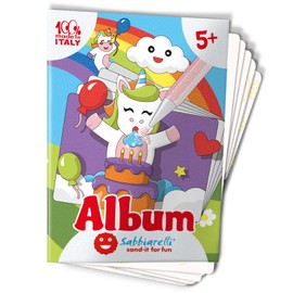 Sabbiarelli Sand-it For Fun Album Unicorns: 7 Pre-Glued Drawings, to Paint with Sand (Sand Not Included), Sand Pictures for Children from 5+