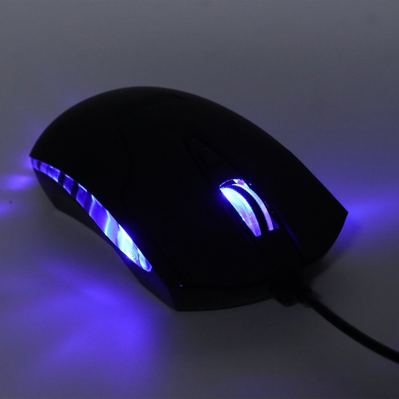 Wired Mouse Blue Backlit Type C Ergonomic Multimedia Keys Adjustable