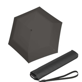 Knirps US.050 Ultra Light Slim Manual Open Rain Umbrella - Compact Umbrella For Backpack - Windproof Travel Rain Umbrella for Adults - 90cm Diameter Retractable Umbrella with Carrying Case, Dark Grey