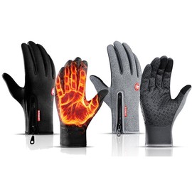 2 Pair Winter Touch Screen Water Resistant Windproof Gloves - Color: Black&Black, Size: S