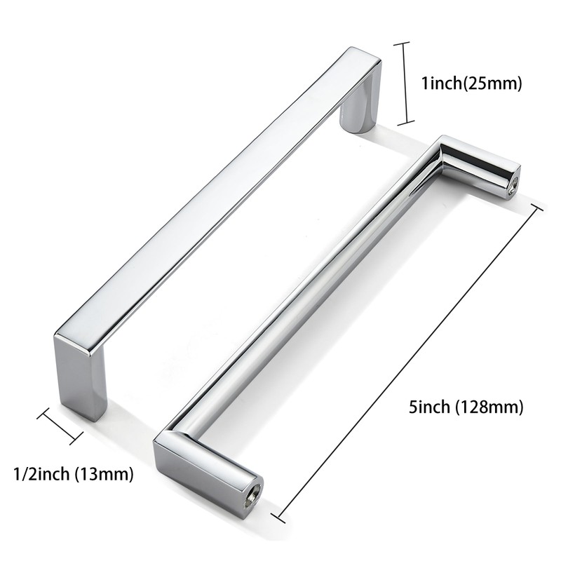 khtumeware 5 Pack 5 Inch(128mm) Polished Chrome Square Cabinet Pulls