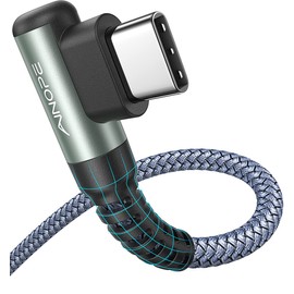 AINOPE USB C Cable 10FT 3.1A Type C Charger Fast Charging, Right Angle USB Type C Cable, Nylon Braided USB C Charging Cable Compatible with Galaxy S10 S9 S8 Plus, A51 A11 A10 A20, LG V50 V40 G8 G7