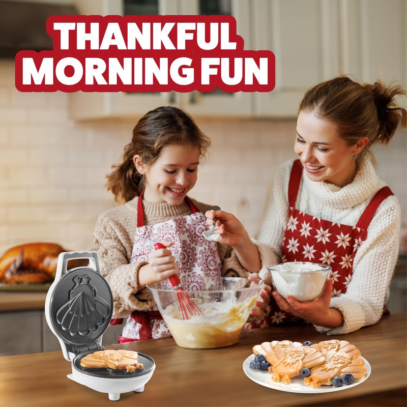Thanksgiving Turkey Mini Waffle Maker- Make Holiday Breakfast Special for