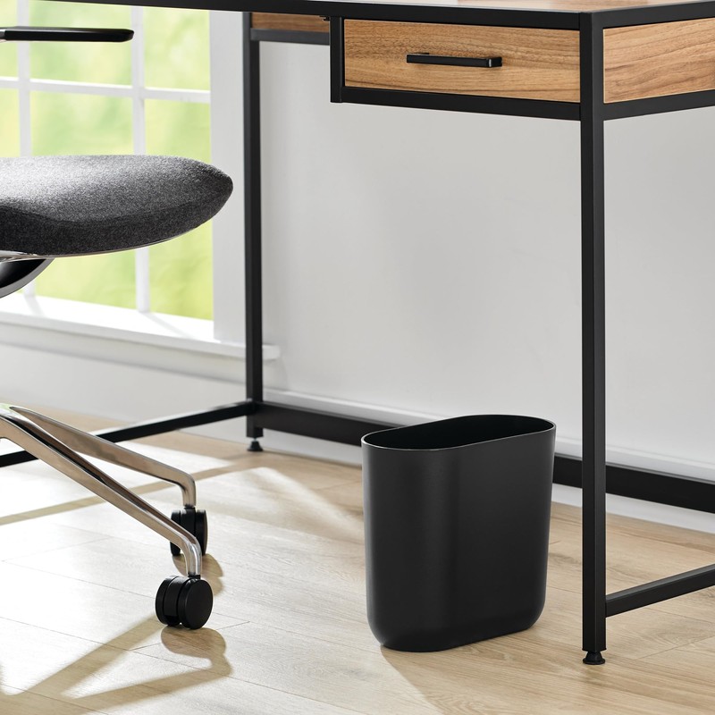 iDesign Small Slim Plastic Bathroom Trash Can, Garbage Can for