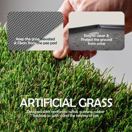 MEEXPAWS Dog Grass Pee Pads for Dogs with Tray | Extra Small 17 x 13 in for Puppy Less Than 6 lbs | 2× Artificial Grass Pads Replacement | Rapid Drainage | Indoor Dog Litter Box | Hemmed Edge