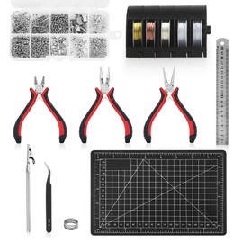 Jewelry Pliers Making Tools Set, Mini Jeweler Pliers for Adults with Beading Wire Kit, Bracelet Helper, Craft Earring Accessories for Jewelry Making Supplies DIY Hobby Repair