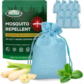 Mosquito Repellent Outdoor Patio Pouches: Natural Insect Deterrent with Citronella & Peppermint Oils - Safe for Kids & Pets - Ideal for Yard, Camping, Home & Indoor Use - 10 Hanging Portable Pouches