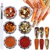 Autumn Nail Flake & Powder Set, 6Boxes Fall Themed Sequin