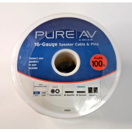 Belkin Audiophile Speaker Cable 16 Gauge BELKIN PURE AV 100ft 24k Gold Pins AV23001-100