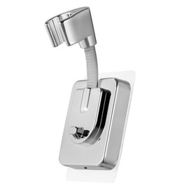 Handheld Shower Head Holder - 360 Swivel Adjustable - Large Adhesive Pad - Wall Mount Shower Wand Holder - (Chrome Finish)