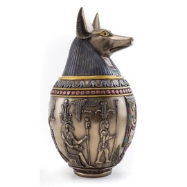 Top Collection Ancient Egyptian Replica Canopic Jar - Decorative Anubis Canopic Jar in Premium Cold-Cast Bronze with Color Accents - 10-Inch Collectible Ancient Egyptian Figurine