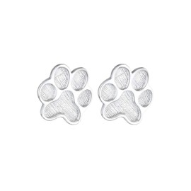 Elli Earrings Women's Paw Animal Enamel Dog Cat Filigree Stud Earrings in 925 Sterling Silver, Silver
